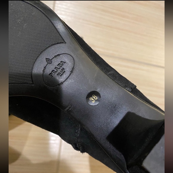 Prada Suede Heeled Ankle Boots - Picture 4 of 13